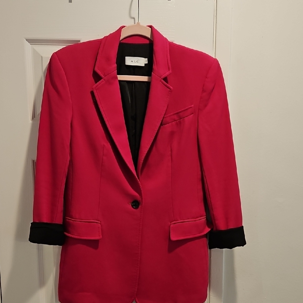 ALC Pink Blazer with Structured Shoulders and Notched Lapels